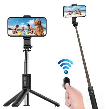 Skládací selfie tyč se stativem a dálkovým ovládáním 3v1